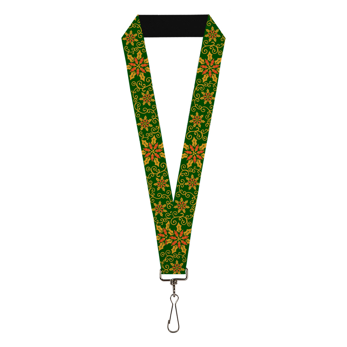 Lanyard - 1.0" - Holiday Holly Green Gold Red Lanyards Buckle-Down