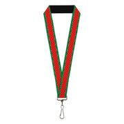 Lanyard - 1.0" - Holiday Trim Stripe Green Red Lanyards Buckle-Down