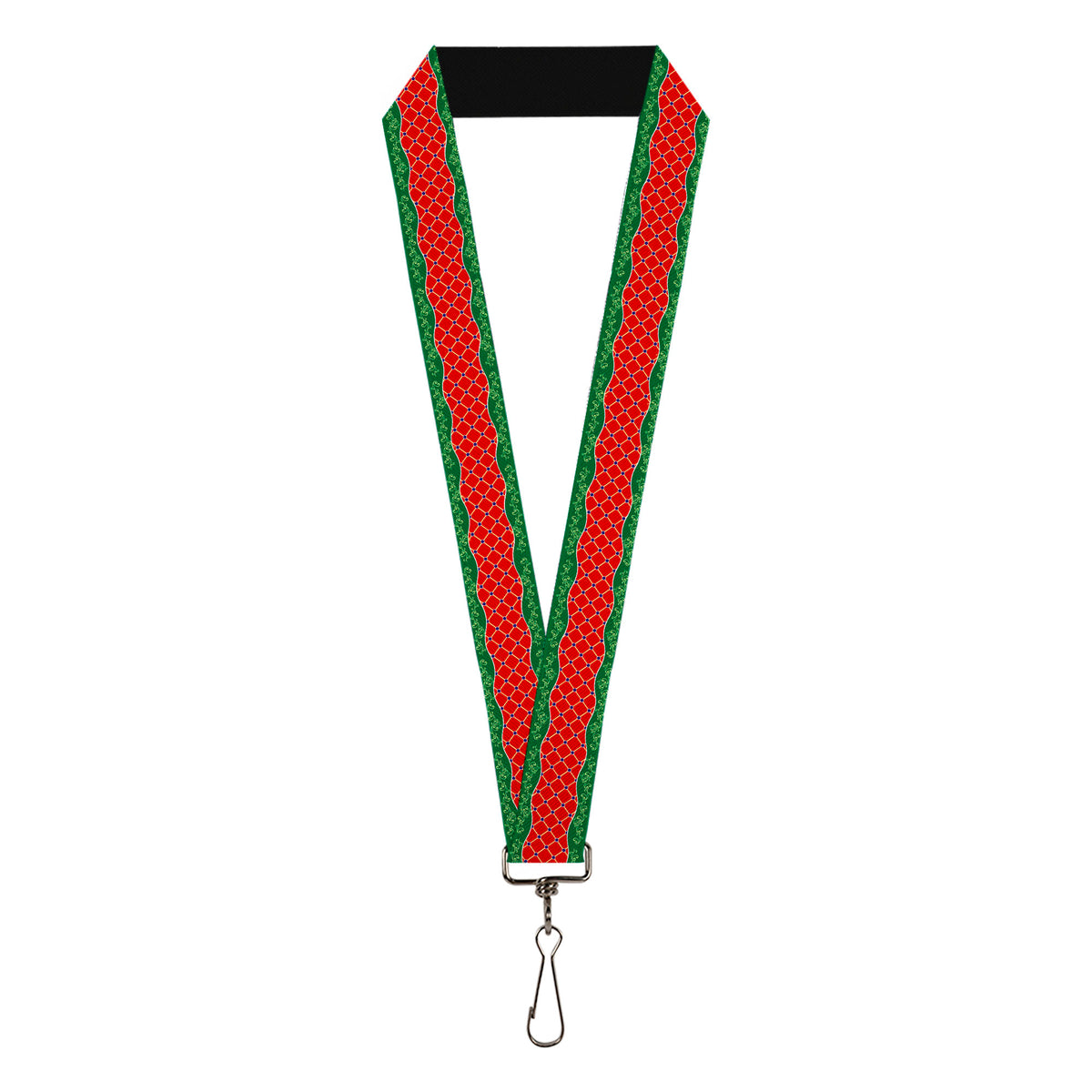 Lanyard - 1.0" - Holiday Trim Stripe Green Red Lanyards Buckle-Down