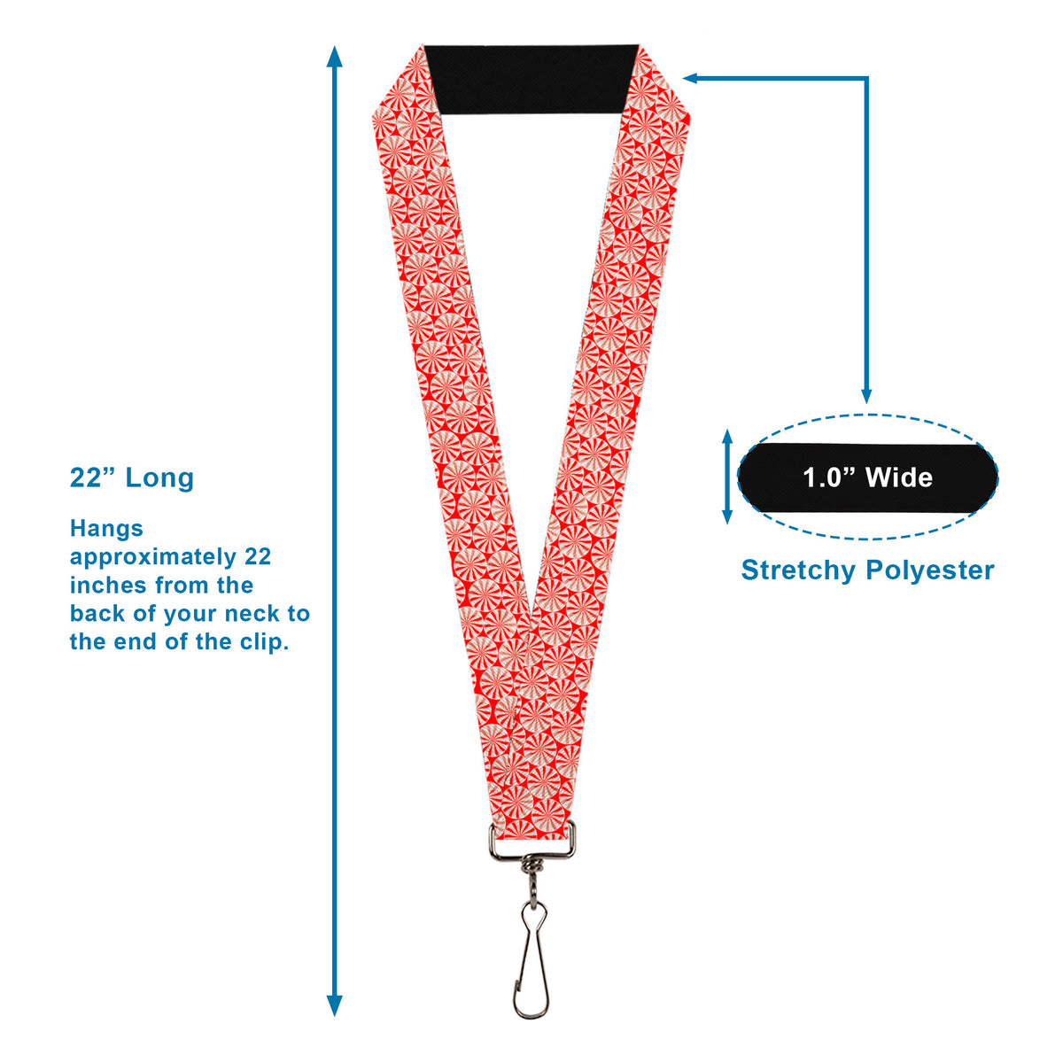 Lanyard - 1.0" - Peppermint Candies Lanyards Buckle-Down