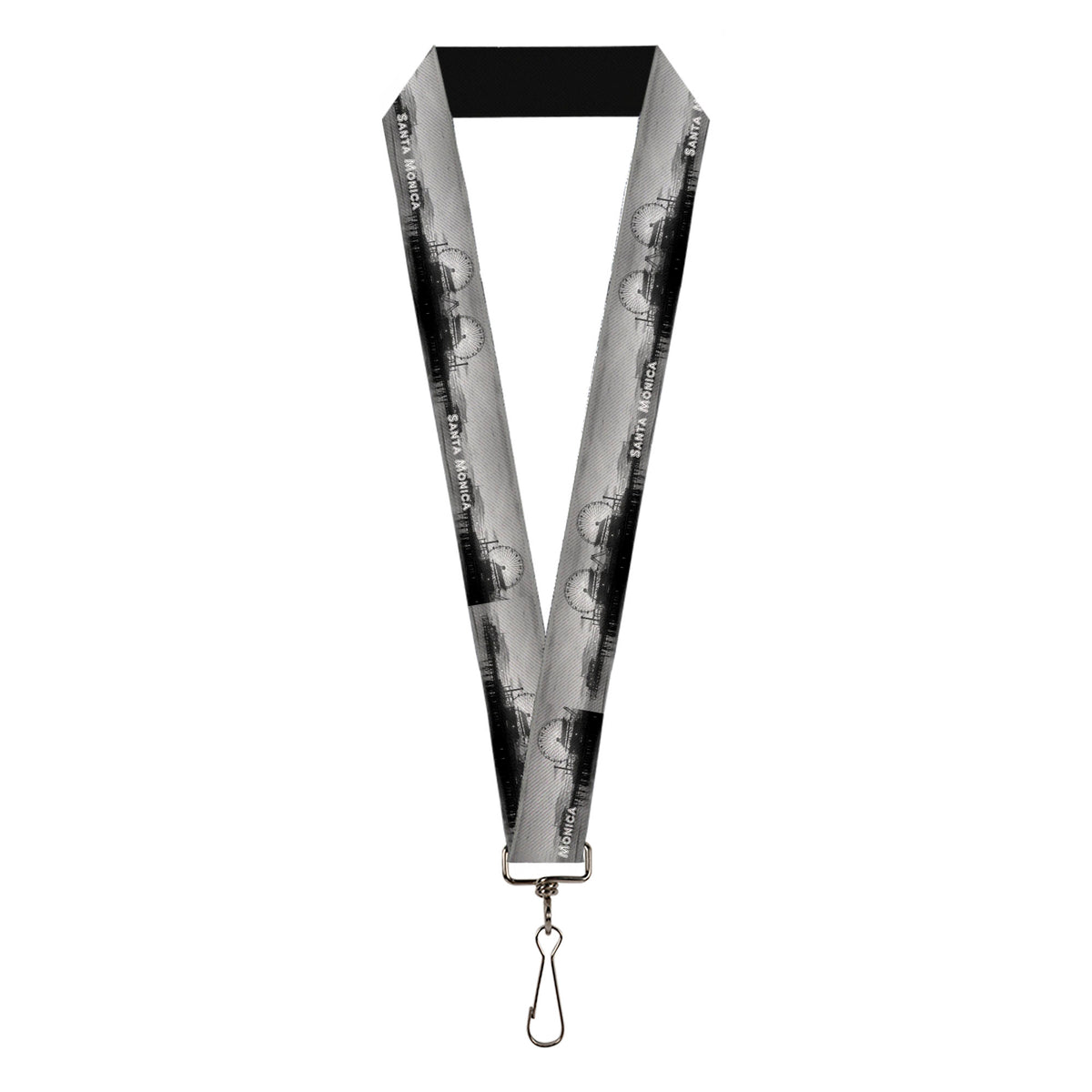 Lanyard - 1.0" - Vivid SANTA MONICA Pier Skyline Grays White Lanyards Buckle-Down