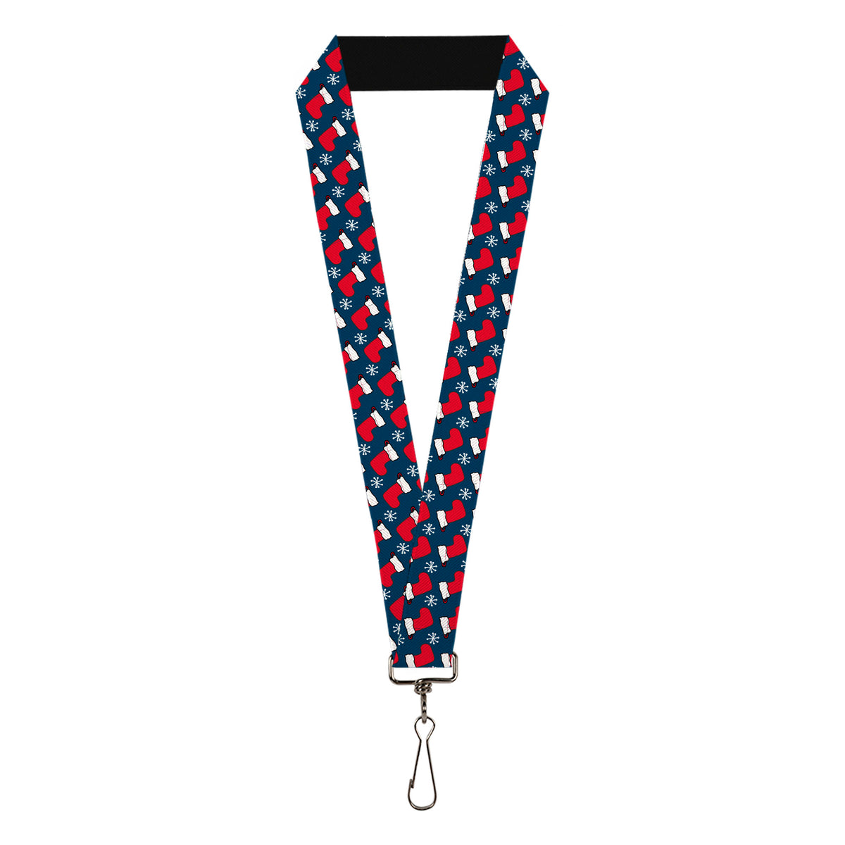 Lanyard - 1.0" - Holiday Christmas Stocking and Snowflake Blue/WhiteRed Lanyards Buckle-Down