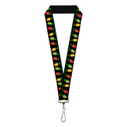 Lanyard - 1.0" - Christmas Lights Black Multi Color Lanyards Buckle-Down