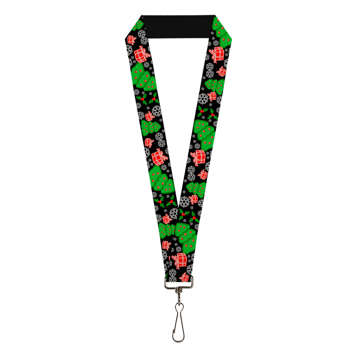 Lanyard - 1.0" - Christmas Collage Black White Green Red Lanyards Buckle-Down