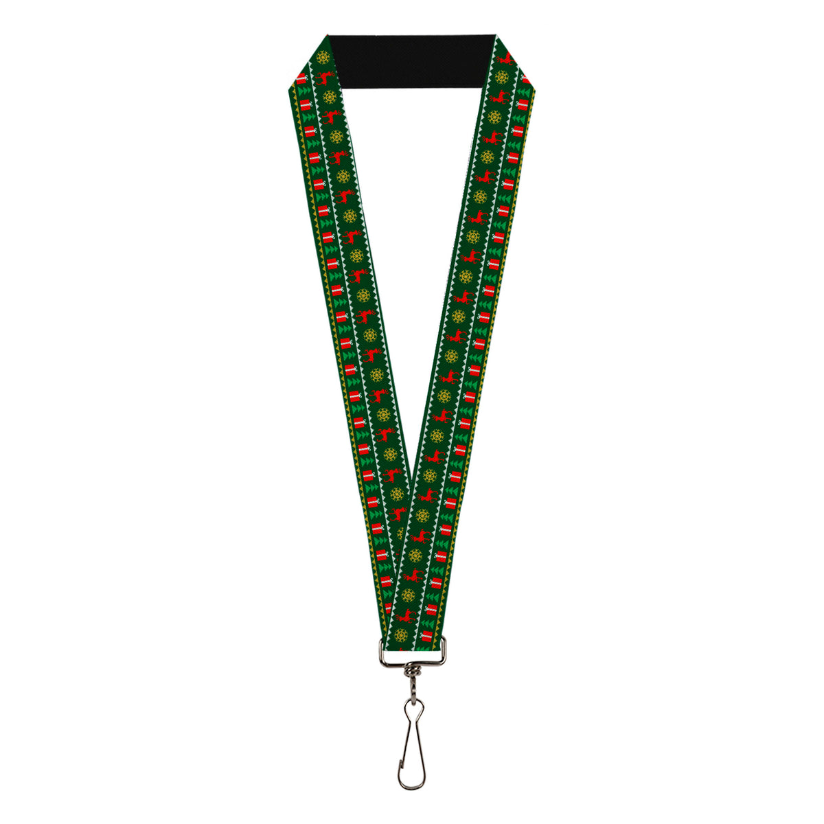 Lanyard - 1.0" - Christmas Sweater Stitch Green White Gold Red Lanyards Buckle-Down