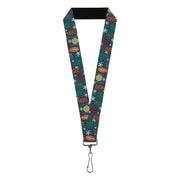 Lanyard - 1.0" - Christmas Ornaments Snowflakes Blue White Multi Color Lanyards Buckle-Down
