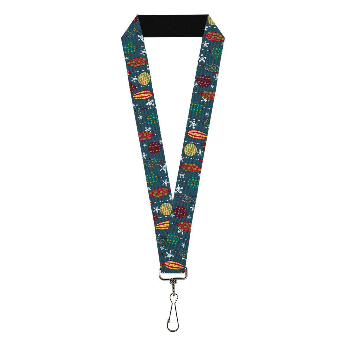 Lanyard - 1.0" - Christmas Ornaments Snowflakes Blue White Multi Color Lanyards Buckle-Down