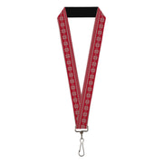 Lanyard - 1.0" - Christmas Holiday Fair Isle Stitch Pattern Red/White Lanyards Buckle-Down