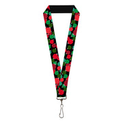 Lanyard - 1.0" - Christman Holiday Globe Ball Ornaments Stacked Black/Reds/Greens Lanyards Buckle-Down