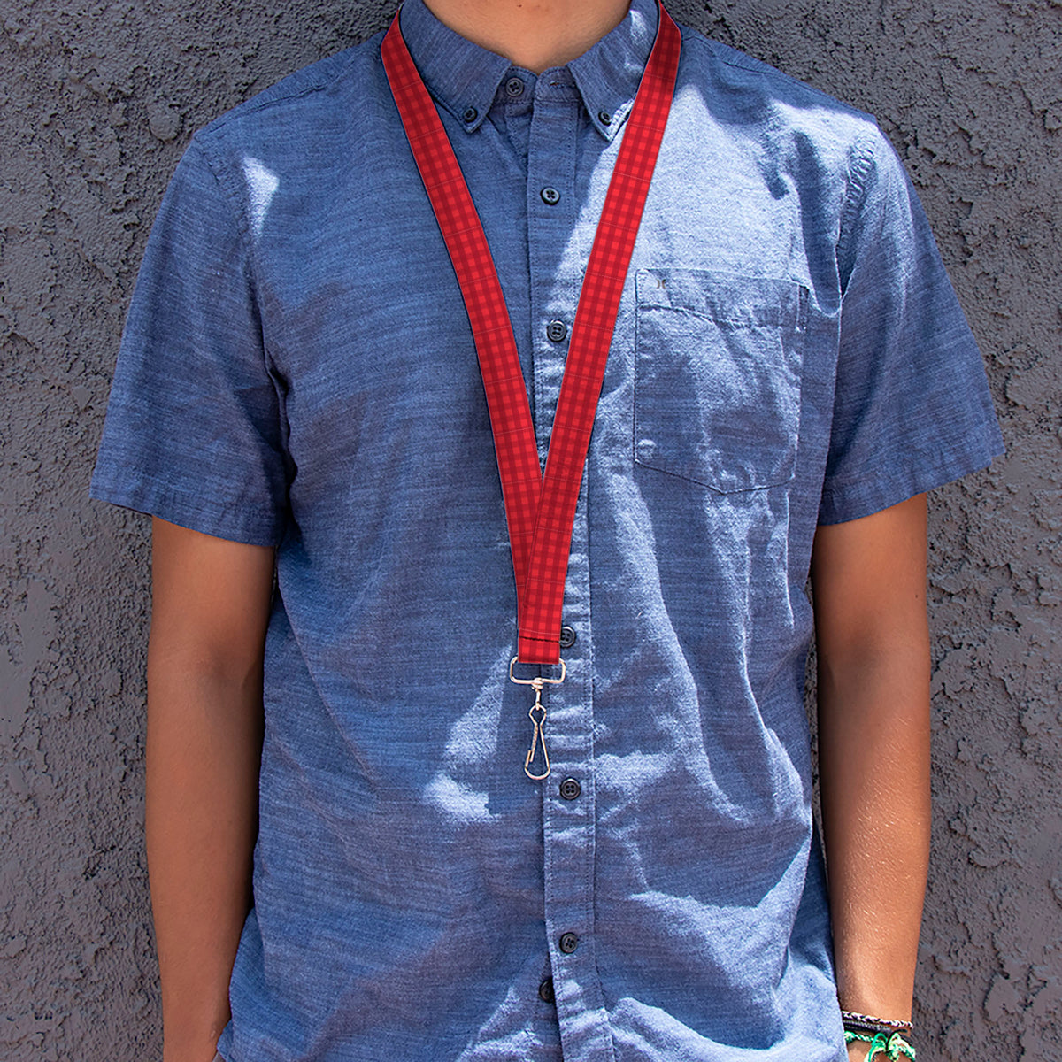 Lanyard - 1.0" - Christmas Pajama Plaid Reds Lanyards Buckle-Down