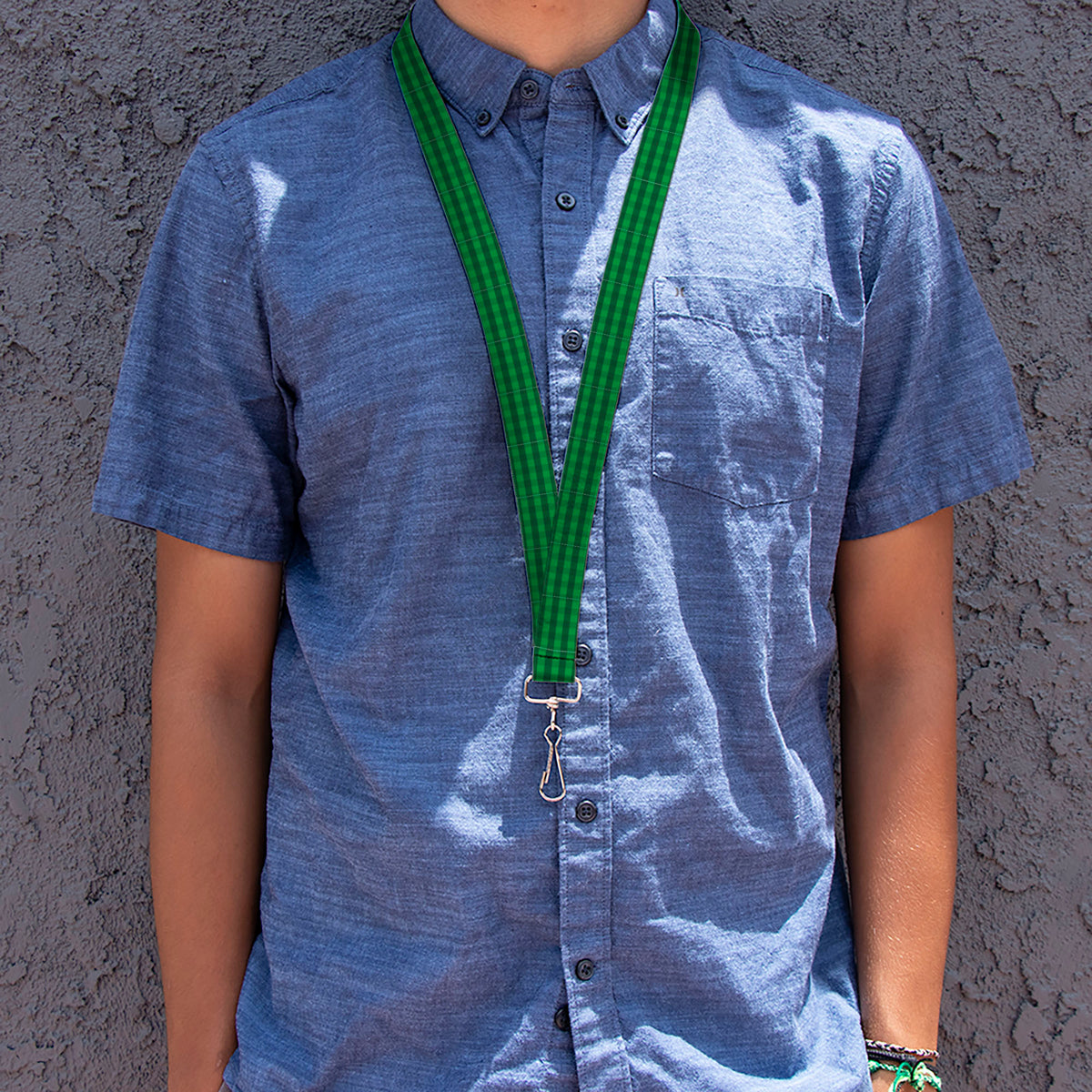 Lanyard - 1.0" - Christmas Pajama Plaid Greens Lanyards Buckle-Down