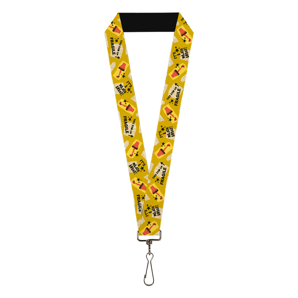 Lanyard - 1.0" - A Christmas Story IT'S A MAJOR AWARD Lamp Icons Collage Yellow Lanyards A Christmas Story