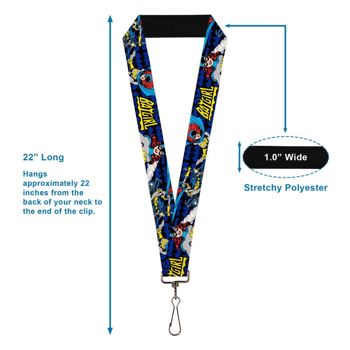 Lanyard - 1.0" - BATGIRL Action Poses Bat Logo Black Blue Yellow Lanyards DC Comics