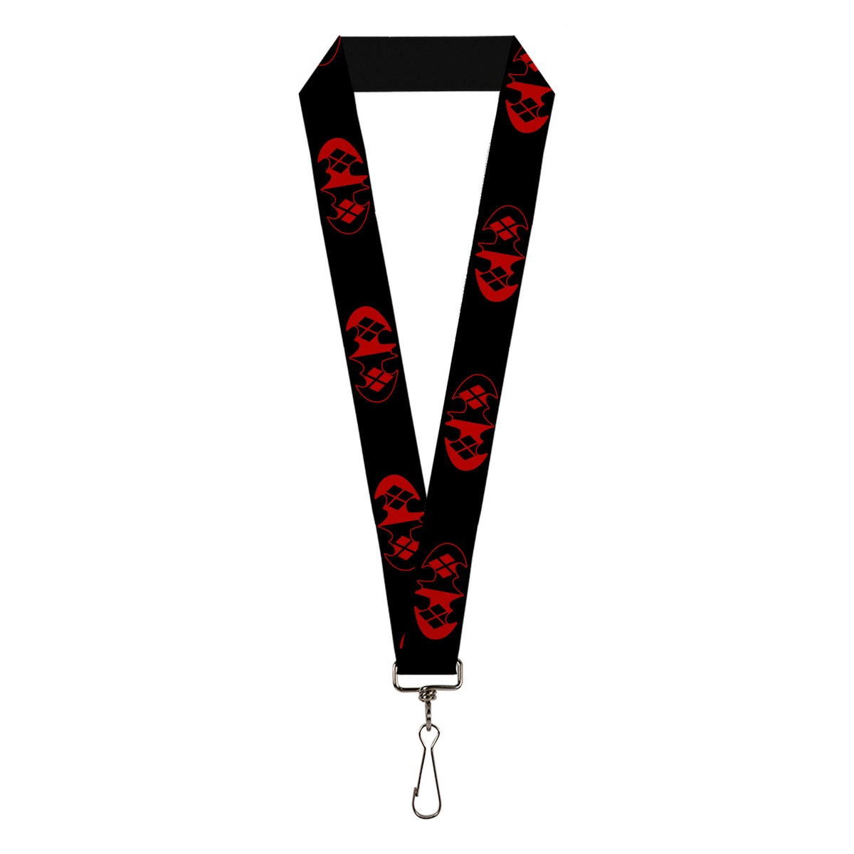 Lanyard - 1.0" - Bat Logo Harley Quinn Diamonds Black Red Lanyards DC Comics