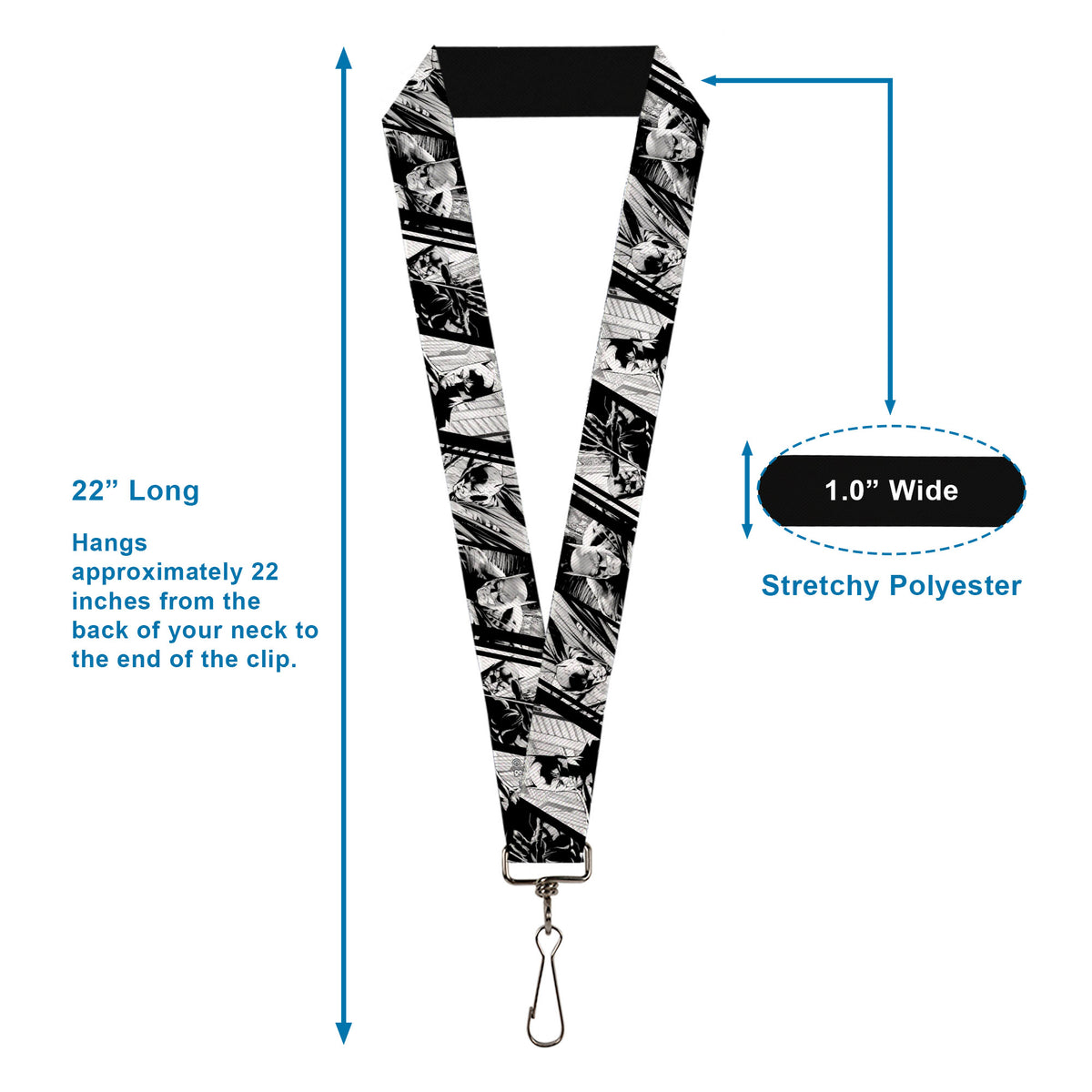 Lanyard - 1.0" - Batman Hush Pose Sketches Black/White Lanyards DC Comics