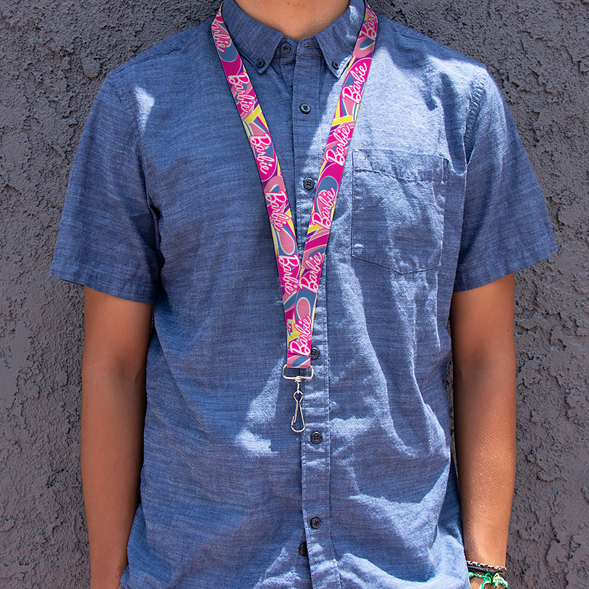 Lanyard - 1.0" - BARBIE Script Signature Logo Abstract Multi Color/White Lanyards Barbie