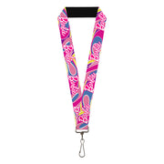 Lanyard - 1.0" - BARBIE Script Signature Logo Abstract Multi Color/White Lanyards Barbie