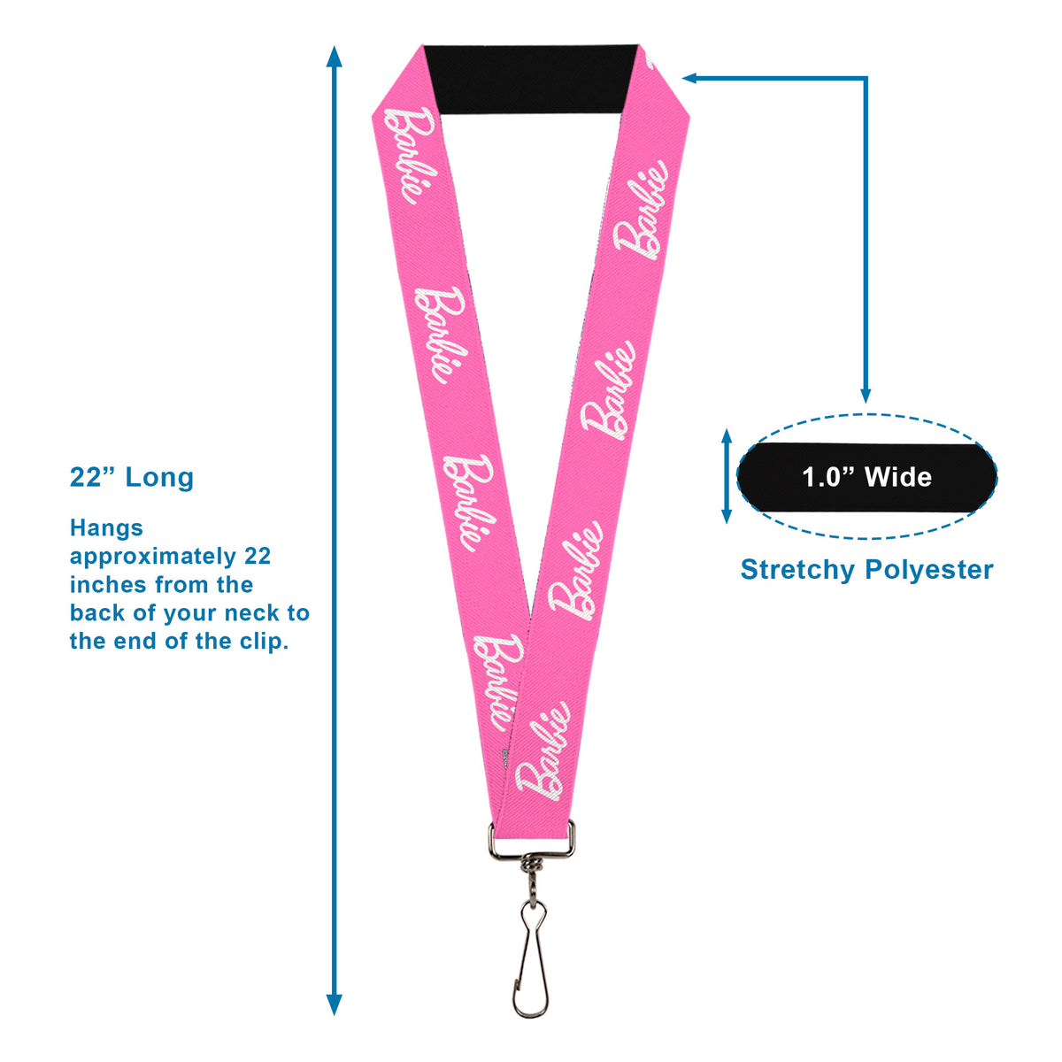 Lanyard - 1.0" - BARBIE Script Signature Logo Pink/White Lanyards Barbie