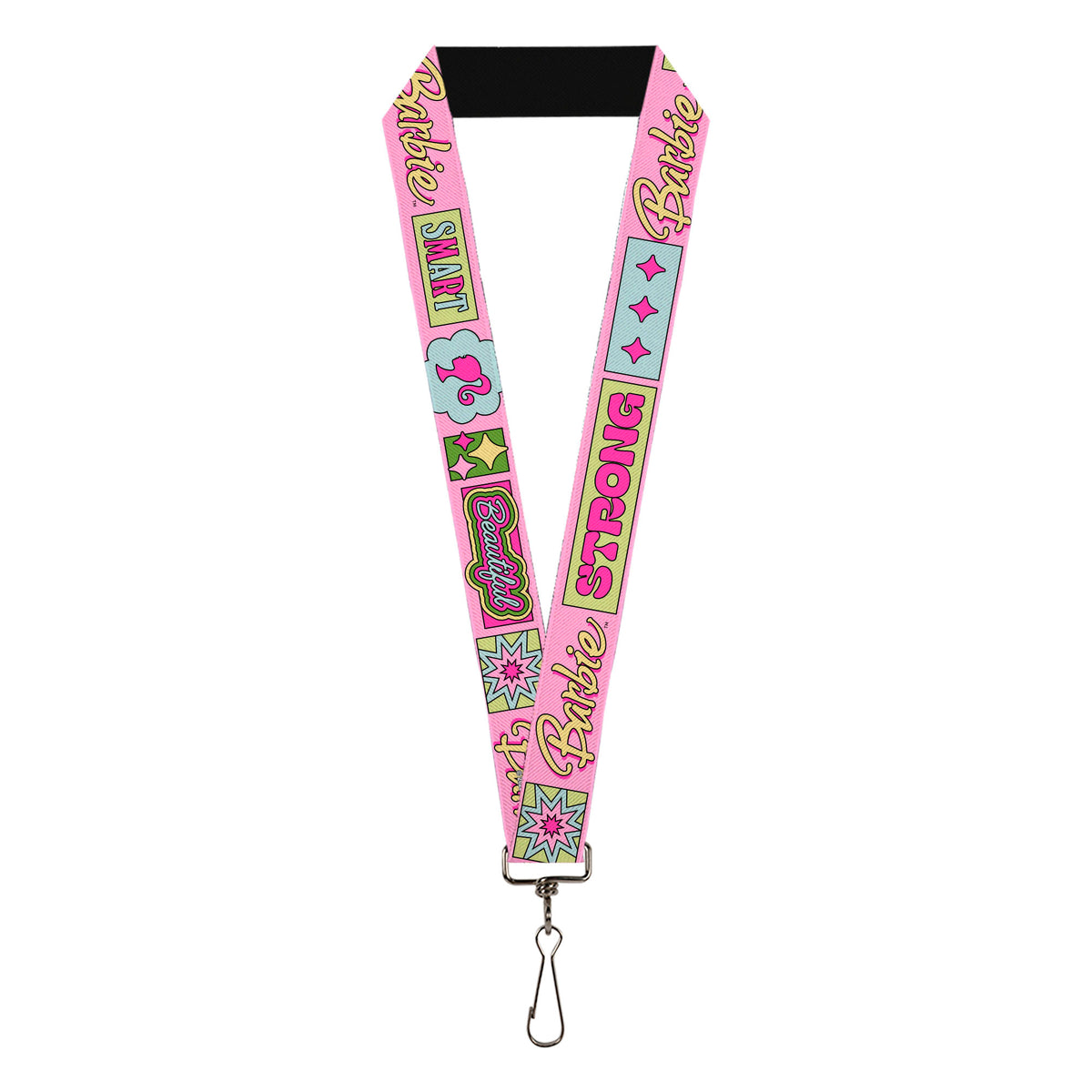 Lanyard - 1.0" - BARBIE SMART BEAUTIFUL STRONG Icons Pink/Multi Color Lanyards Barbie