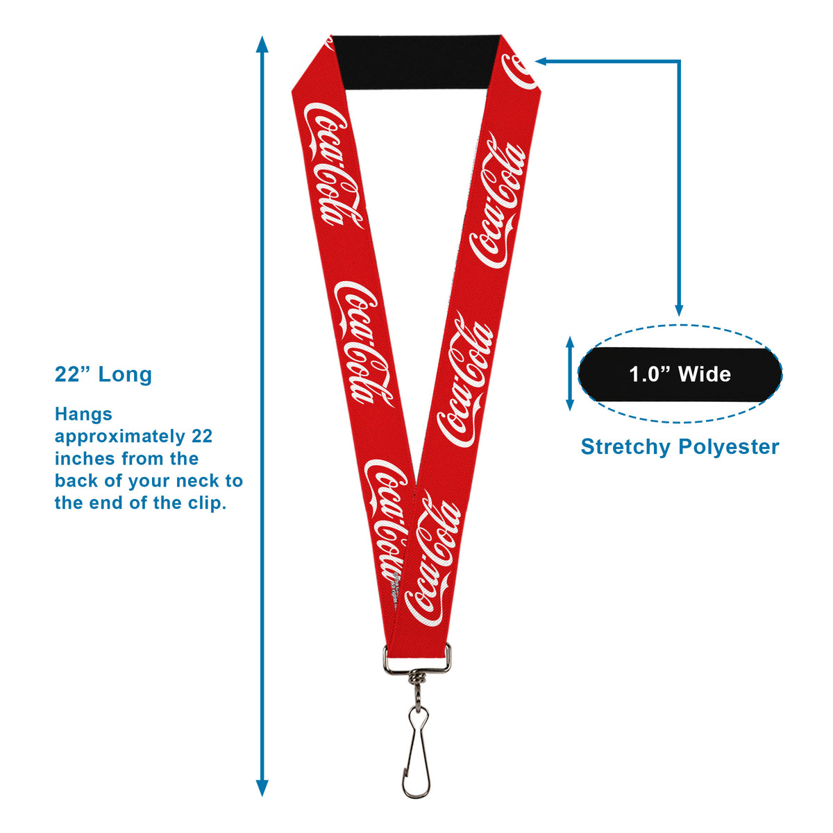 Lanyard - 1.0" - COCA-COLA Script Logo Red/White Lanyards Coca-Cola