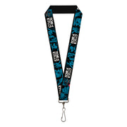 Lanyard - 1.0" - COWBOY BEBOP Title Logo and Character Blocks Black/Blues Lanyards Cowboy Bebop
