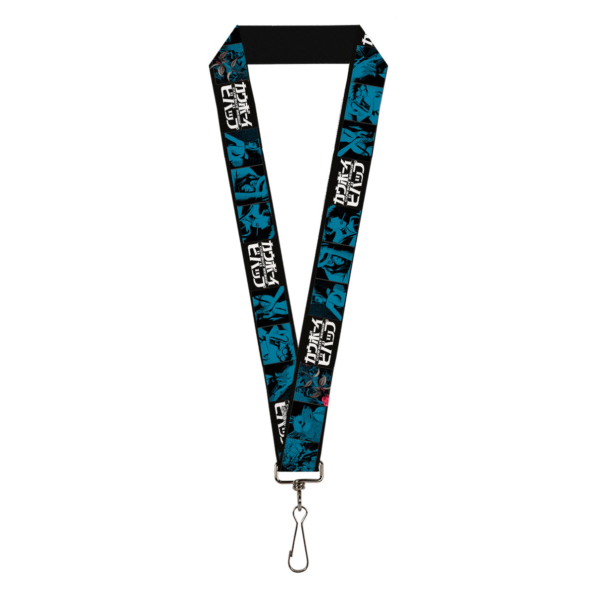 Lanyard - 1.0" - COWBOY BEBOP Title Logo and Character Blocks Black/Blues Lanyards Cowboy Bebop