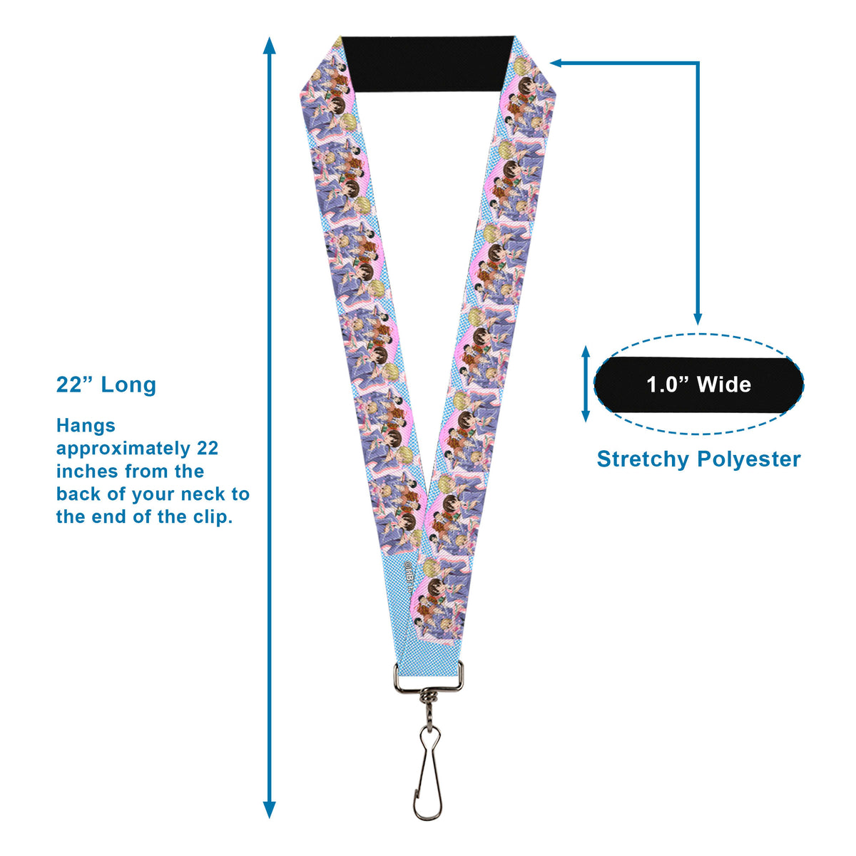 Lanyard - 1.0" - Ouran High School Host Club Seven Character Sushi Dining Pose Pink/Blue Lanyards Ouran High School Host Club