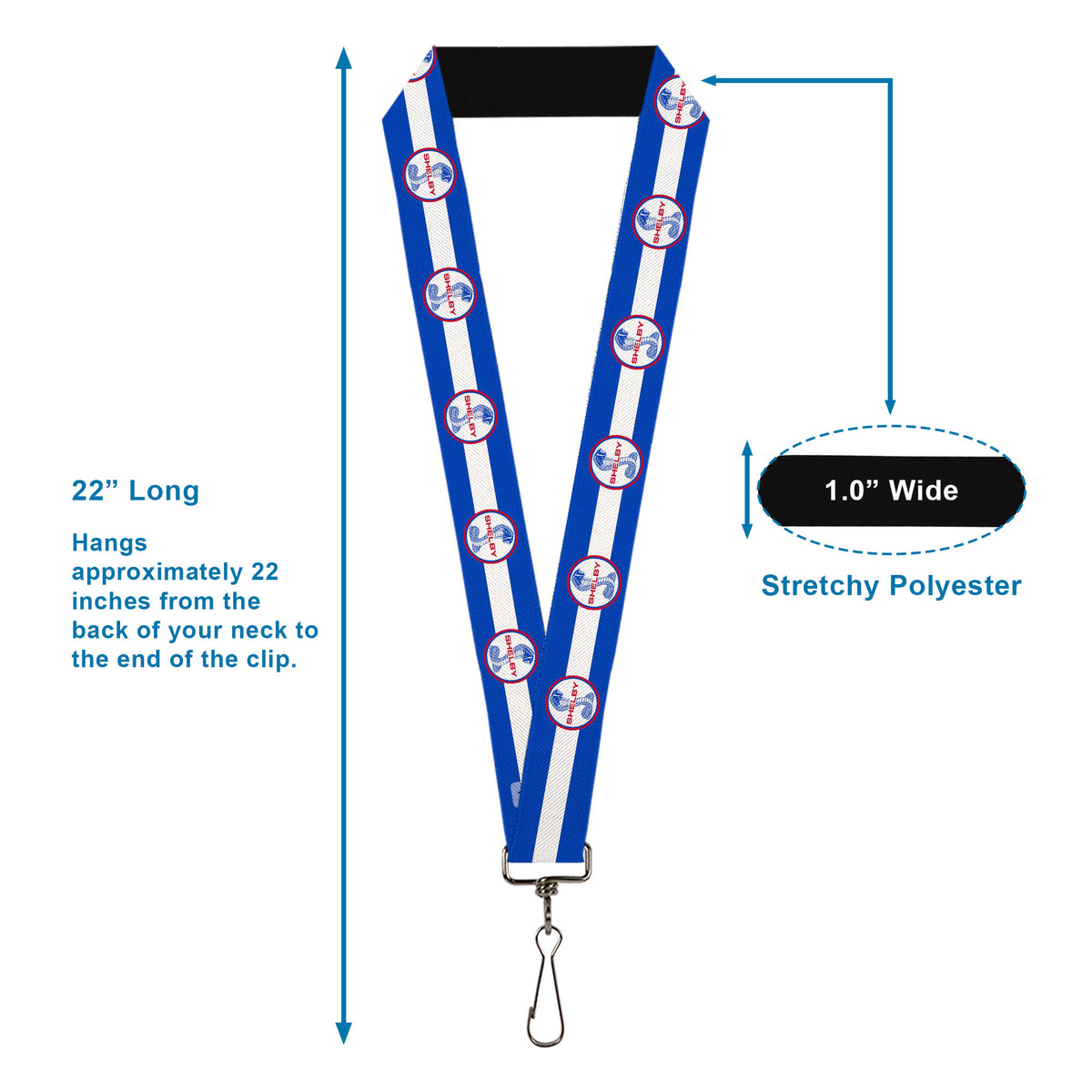 Lanyard - 1.0" - SHELBY Tiffany Split Stripe Blue White Red Lanyards Shelby