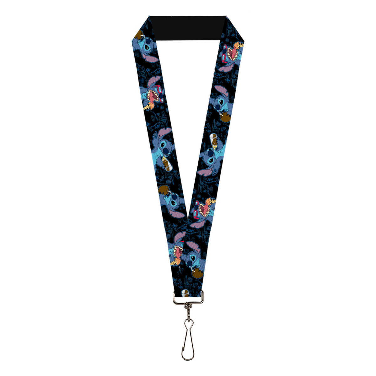 Lanyard - 1.0" - Stitch Snacking Poses Black/Blue Lanyards Disney