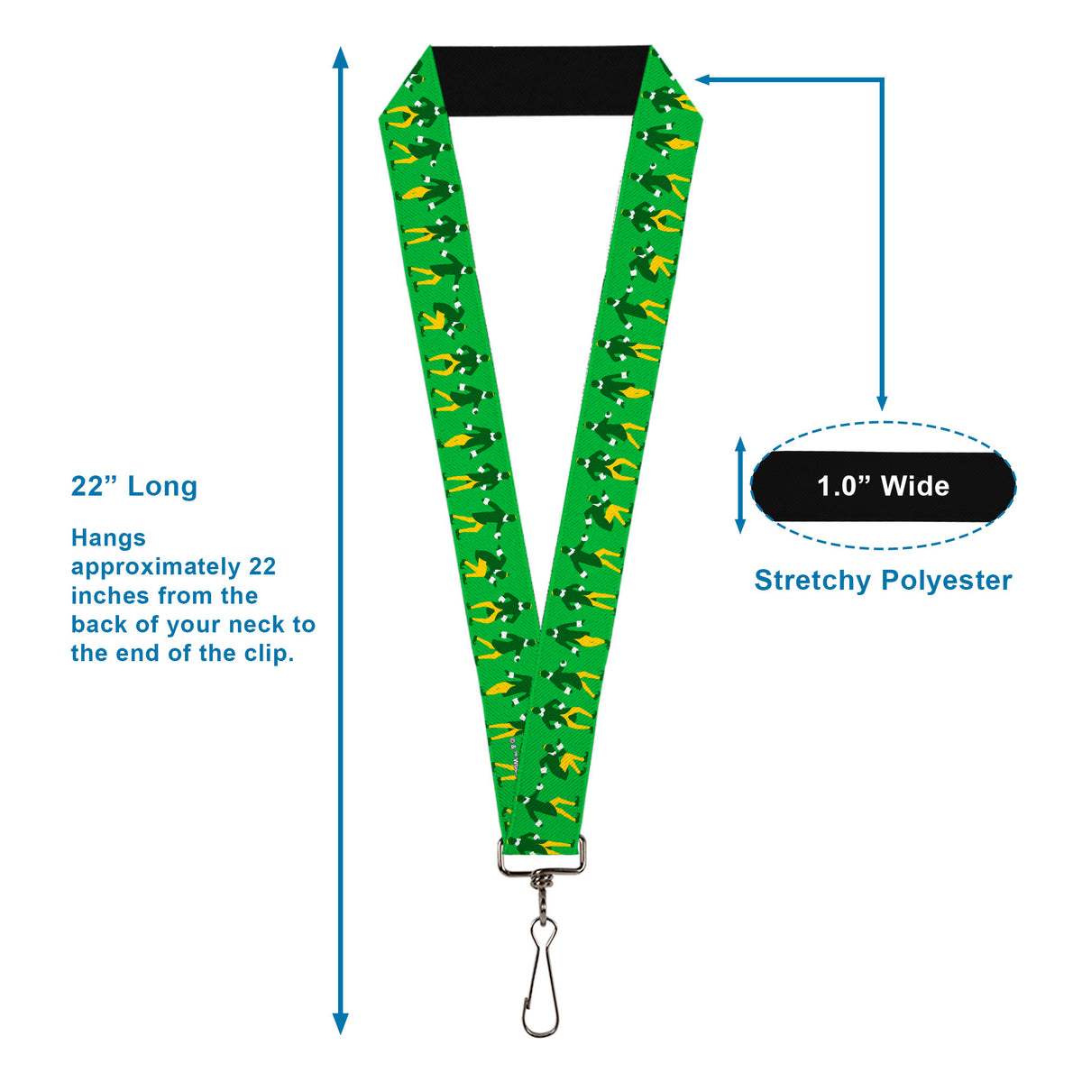 Lanyard - 1.0" - Elf Buddy the Elf Silhouette Poses Greens White Yellow Lanyards Elf