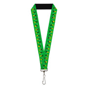Lanyard - 1.0" - Elf Buddy the Elf Silhouette Poses Greens White Yellow Lanyards Elf