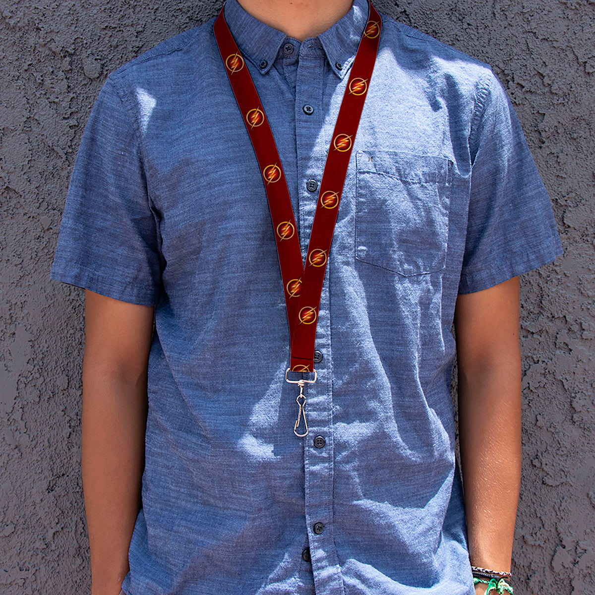 Lanyard - 1.0" - The Flash Logo5 Burgundy Golds Lanyards DC Comics