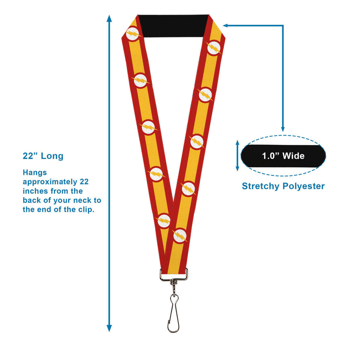 Lanyard - 1.0" - The Flash Logo7 Stripe Red White Yellow Lanyards DC Comics