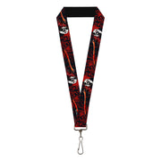 Lanyard - 1.0" - FRIDAY THE 13th/Jason Mask4/Axe Blood Splatter Black/Red/White Lanyards Friday the 13th