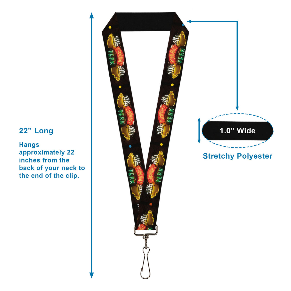 Lanyard - 1.0" - Friends CENTRAL PERK Neon Sign Lanyards Friends