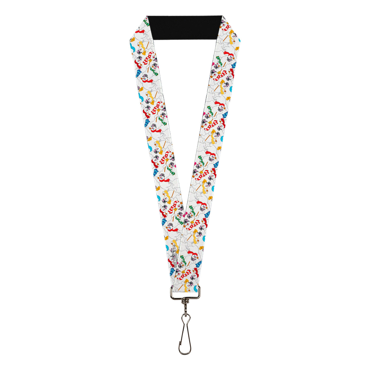 Lanyard - 1.0" - Frosty the Snowman Broom Poses Scattered White Lanyards Frosty the Snowman