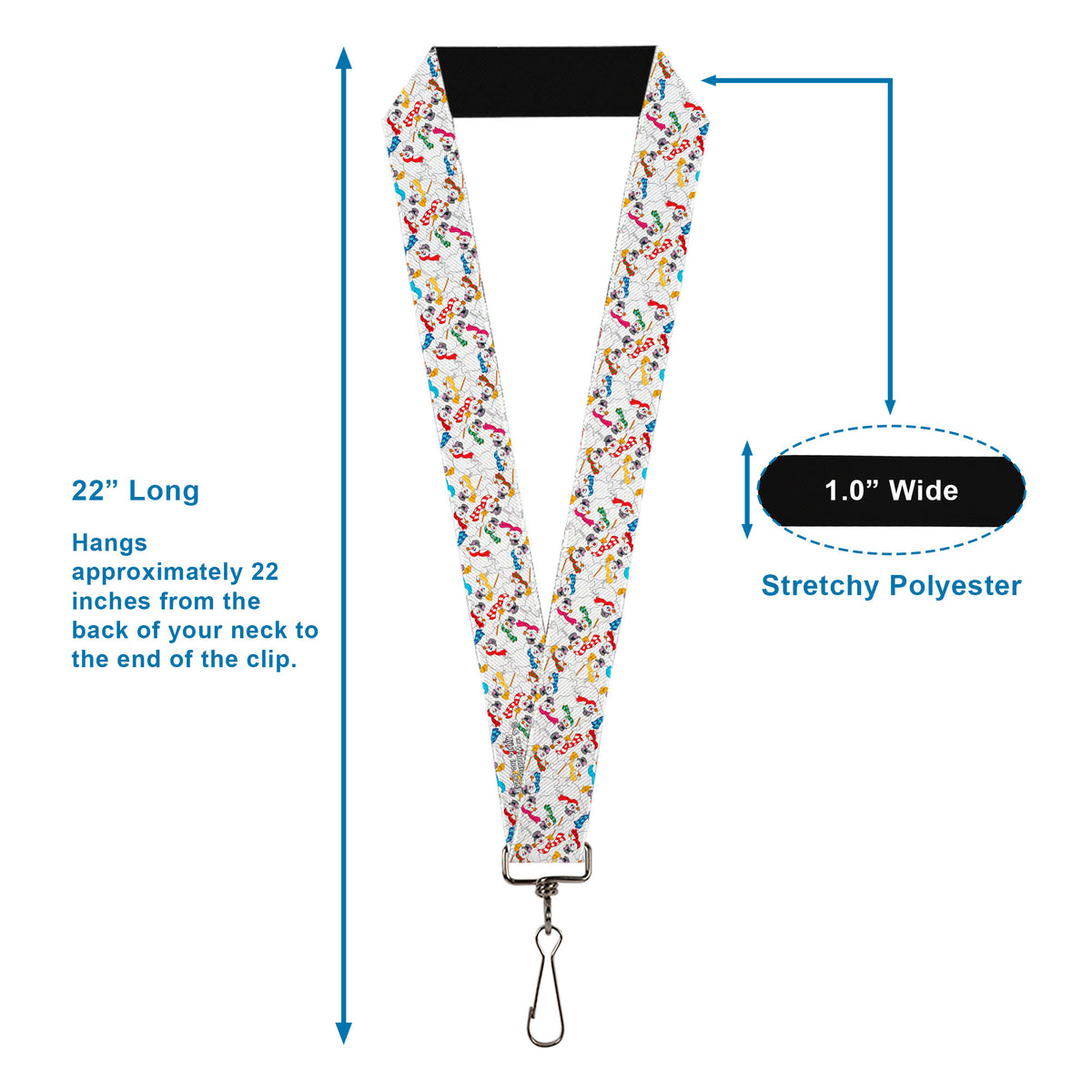Lanyard - 1.0" - Frosty the Snowman Pose Stacked White Lanyards Frosty the Snowman