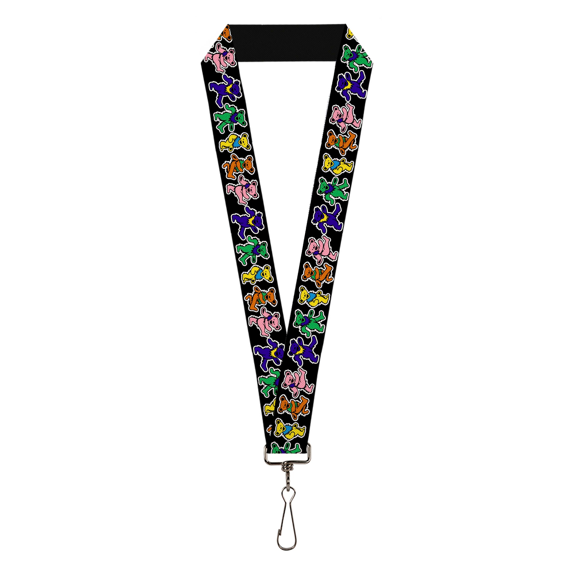 Lanyard - 1.0" - Dancing Bears Black Multi Color Lanyards Grateful Dead