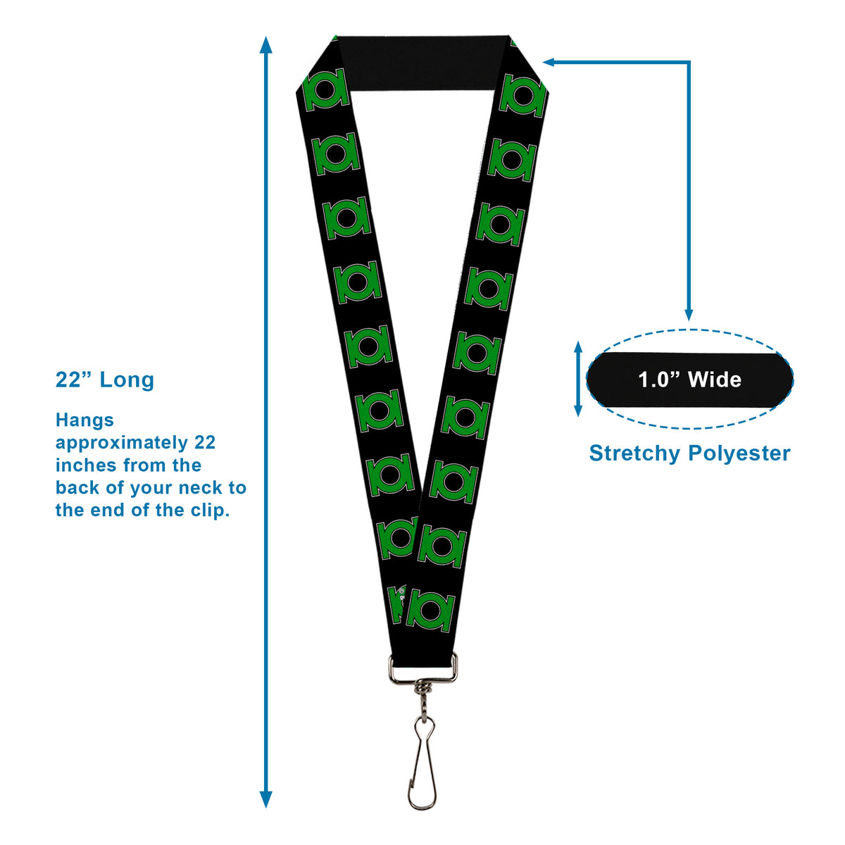 Lanyard - 1.0" - Green Lantern Logo Black Green Lanyards DC Comics