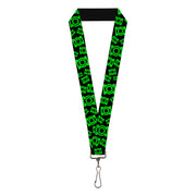 Lanyard - 1.0" - Electric Green Lantern Logo Scattered Black Green Lanyards DC Comics