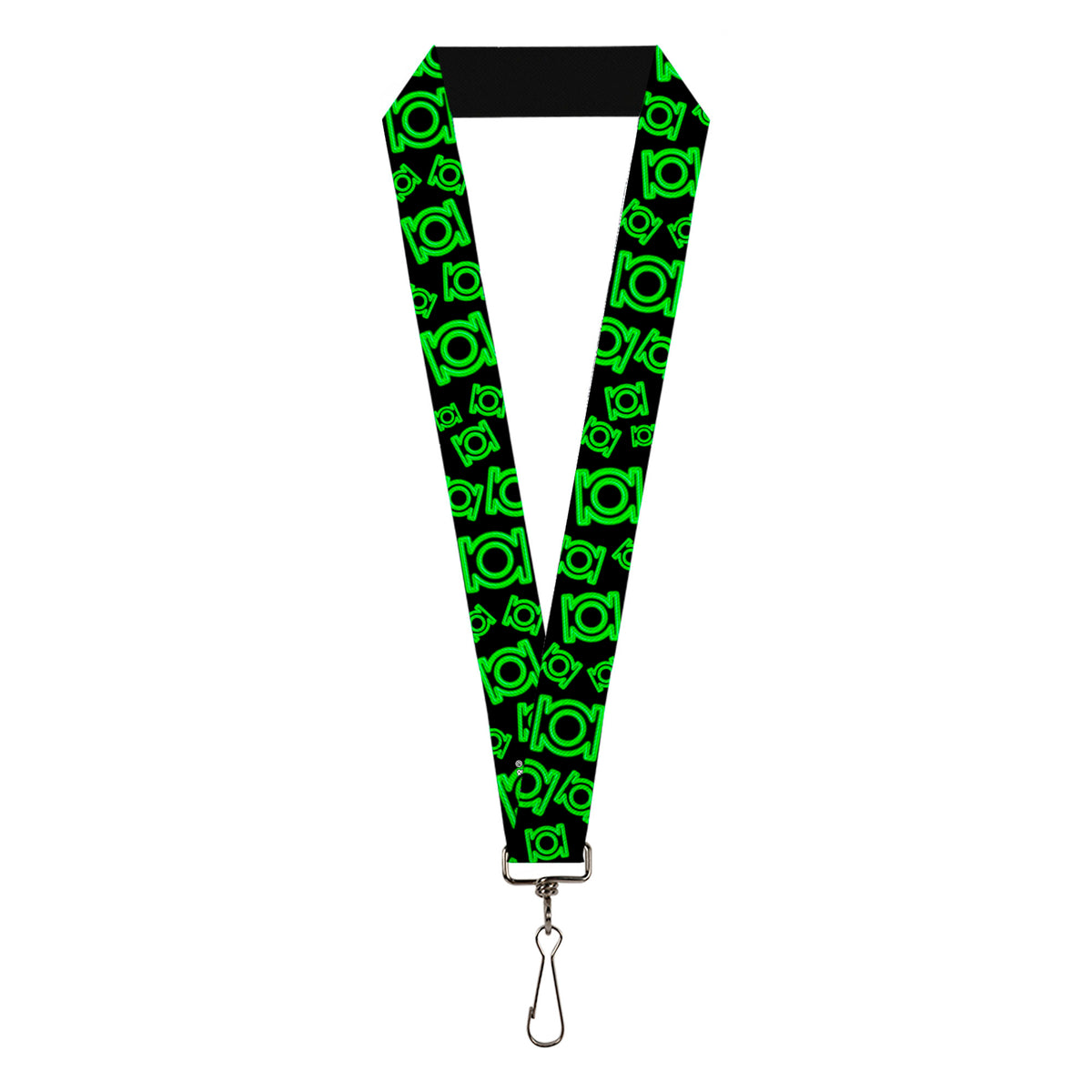 Lanyard - 1.0" - Electric Green Lantern Logo Scattered Black Green Lanyards DC Comics