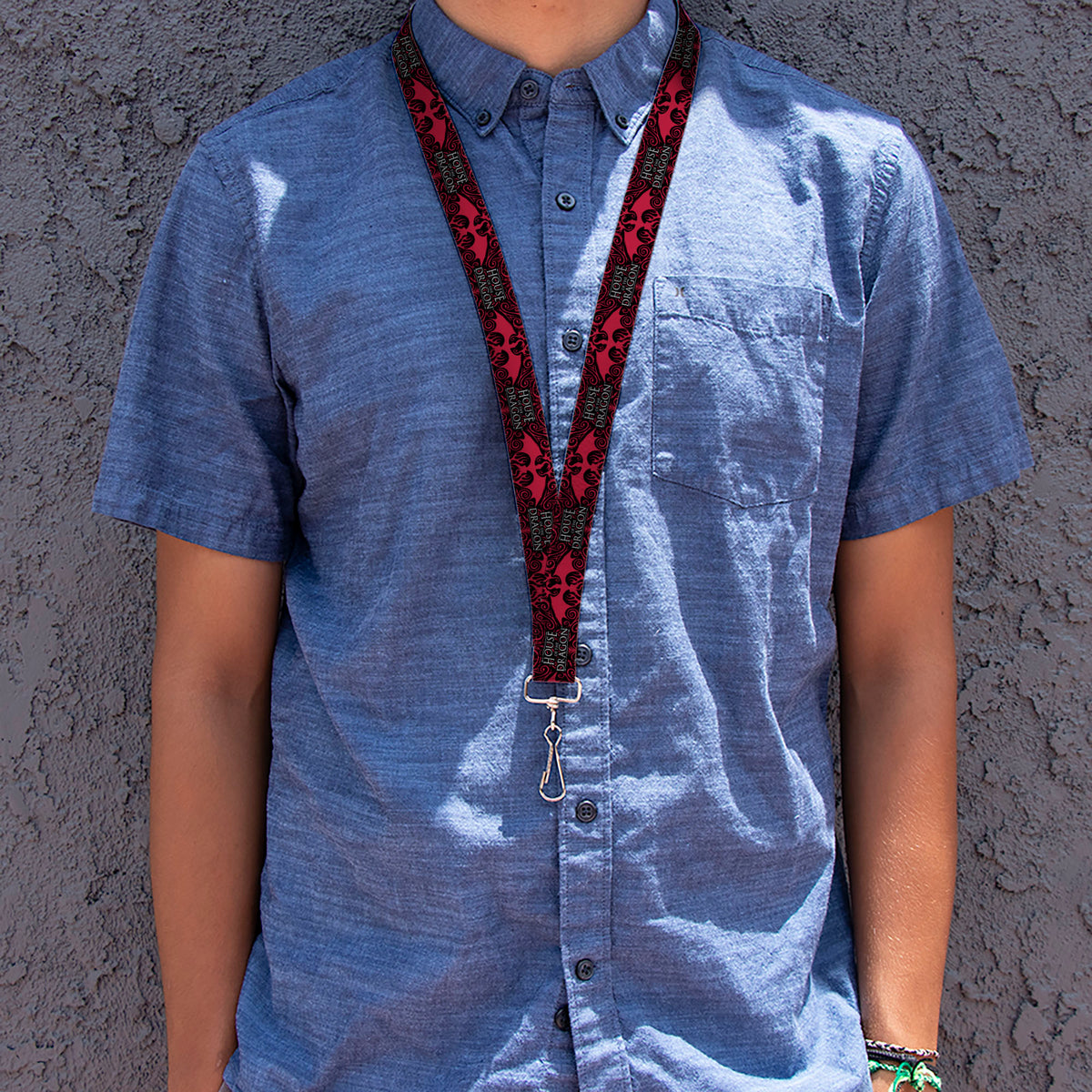 Lanyard - 1.0" - HOUSE OF THE DRAGON Dragon Icon Black Red White Lanyards House of the Dragon