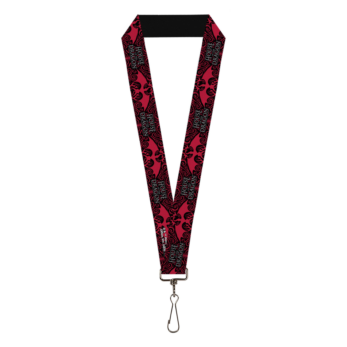 Lanyard - 1.0" - HOUSE OF THE DRAGON Dragon Icon Black Red White Lanyards House of the Dragon