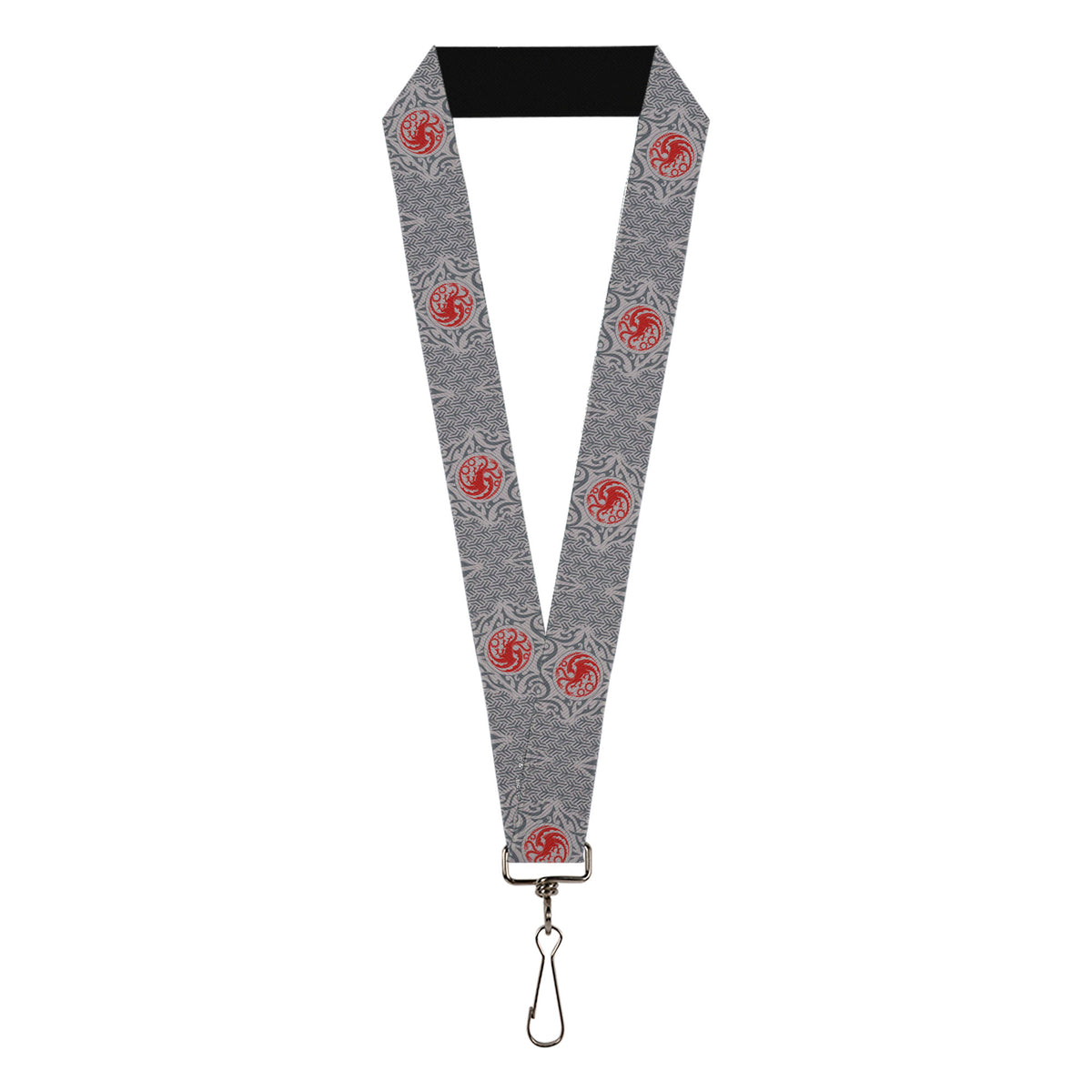 Lanyard - 1.0" - House of the Dragon Targaryen Sigil Four-Legged Dragon Grays/Red Lanyards House of the Dragon