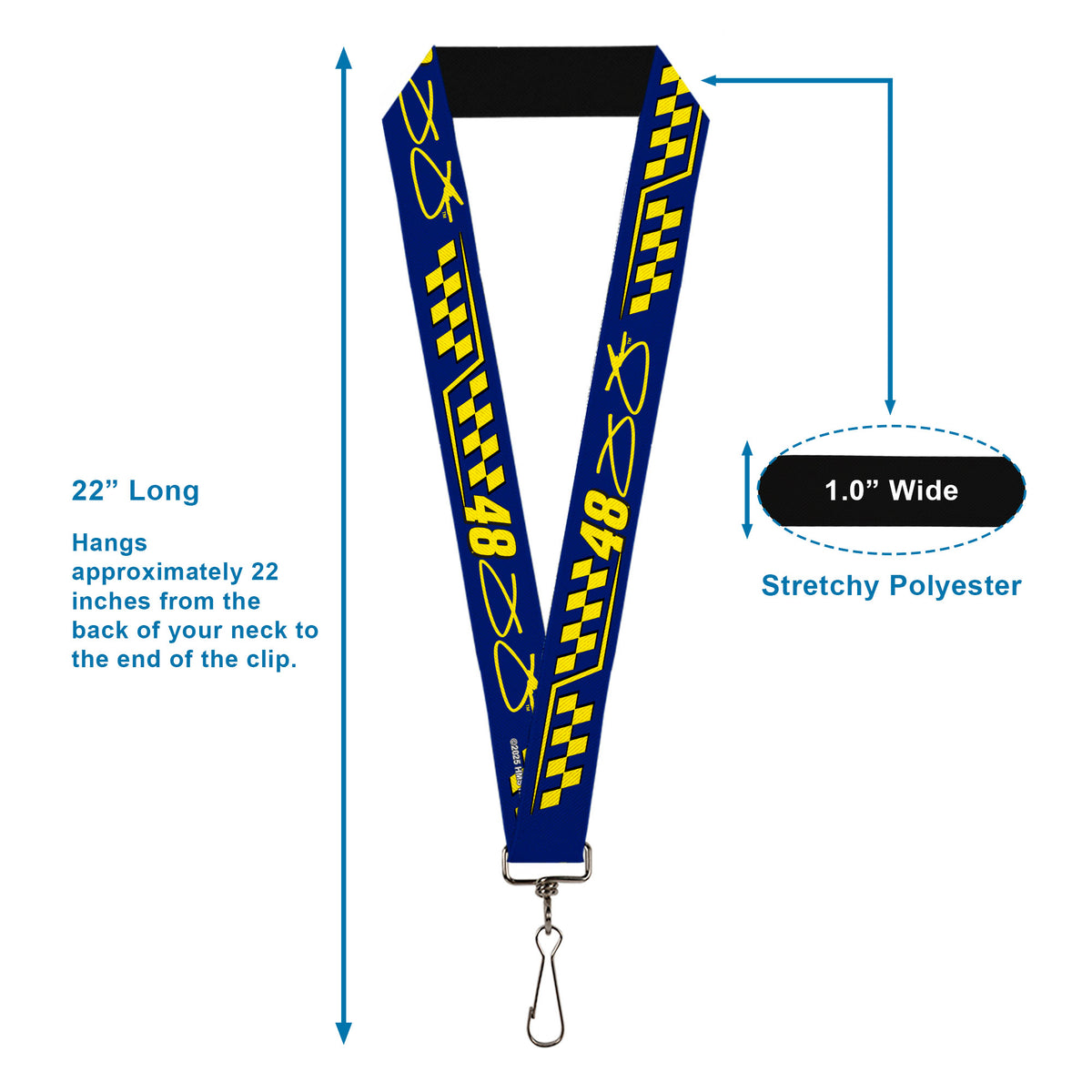 Lanyard - 1.0" - Jimmie Johnson #48 Autograph Checker Blue/Yellow Lanyards Hendrick Motorsports