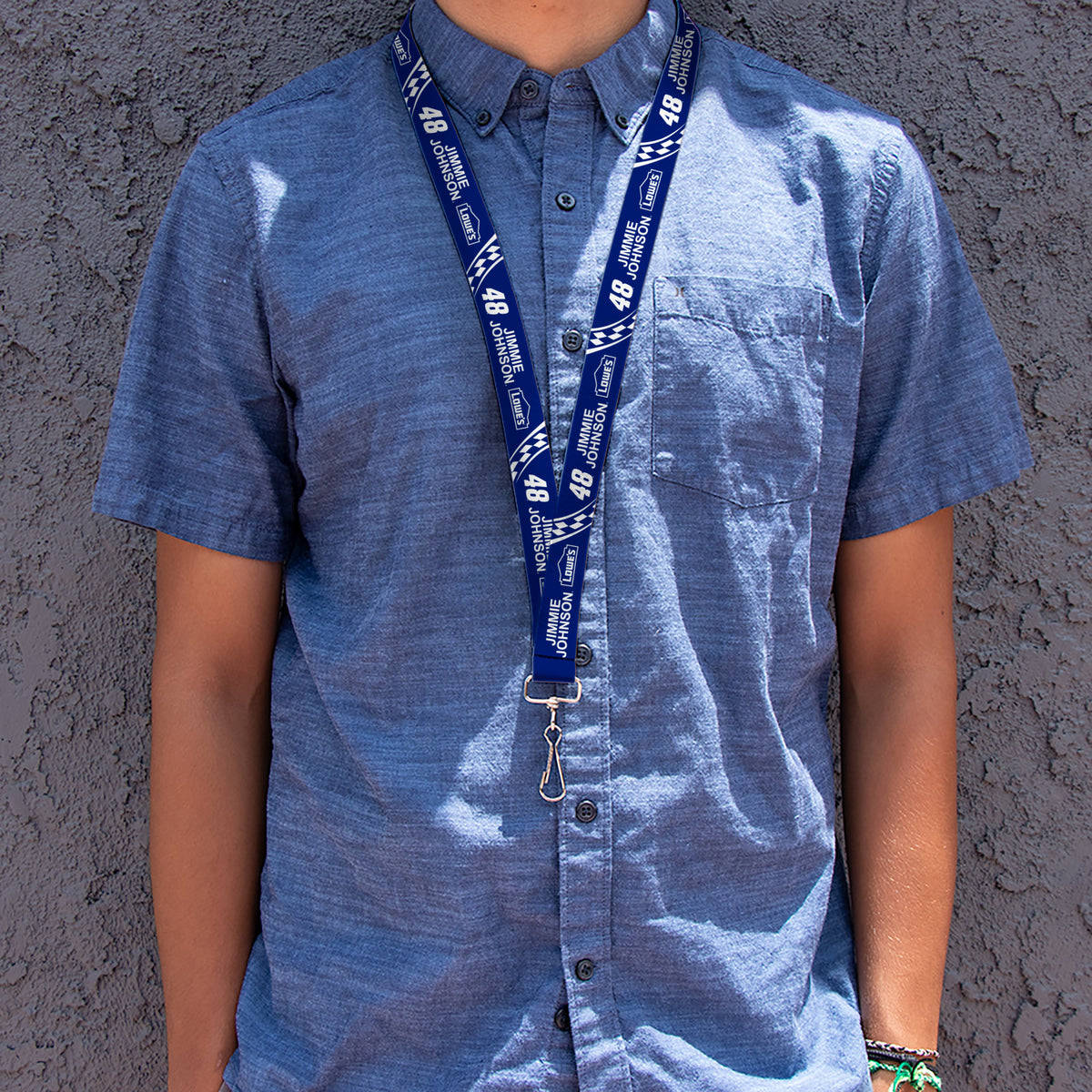 Lanyard - 1.0" - JIMMIE JOHNSON #48 LOWE'S Logo Checker Blue/White Lanyards Hendrick Motorsports