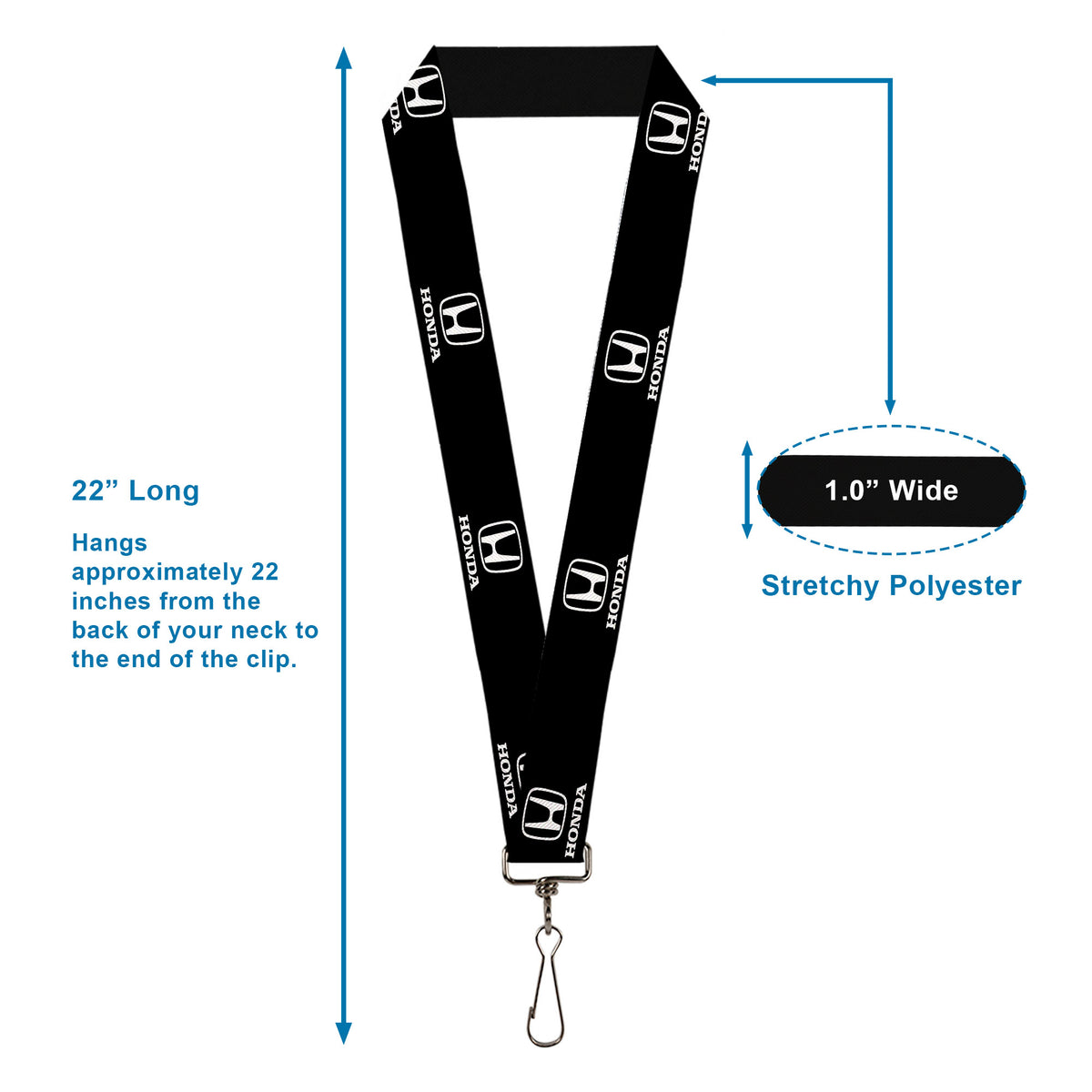 Lanyard - 1.0" - Honda Logo Black White Lanyards Honda