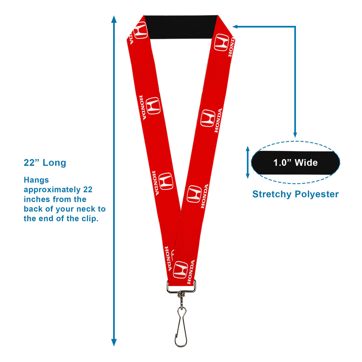 Lanyard - 1.0" - Honda Logo Red White Lanyards Honda