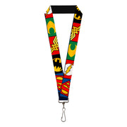 Lanyard - 1.0" - Justice League 5-Superhero Textured Logo CLOSE-UP Blocks Lanyards DC Comics