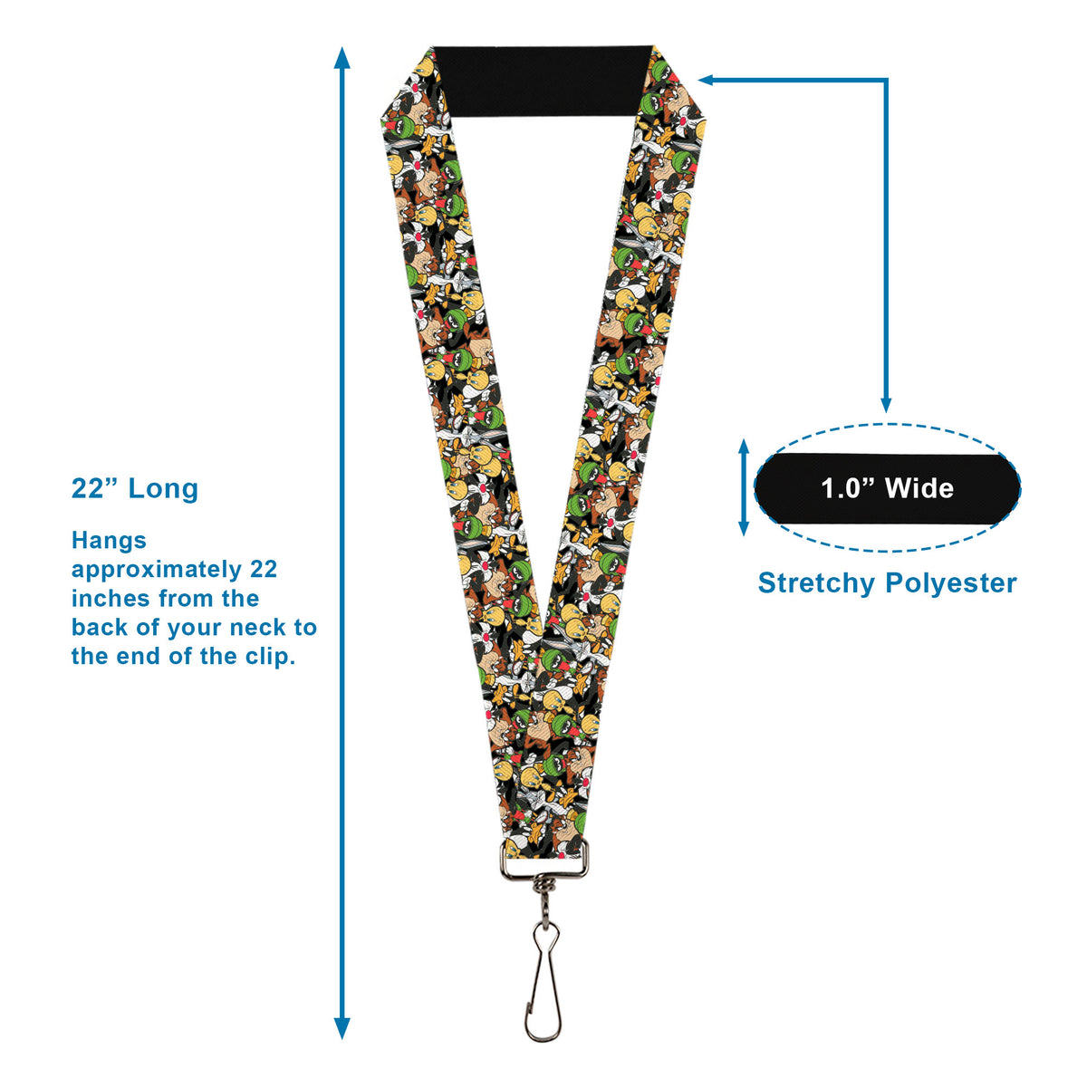 Lanyard - 1.0" - Looney Tunes 6-Character Stacked Collage4 Lanyards Looney Tunes